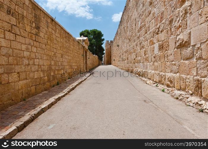 Old Street on the Mount Zion in Jerusalem