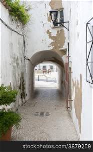 old street with view on square in Lagos Portugal
