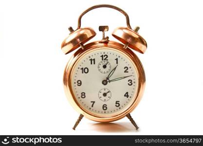 old style alarm clock isolated on white