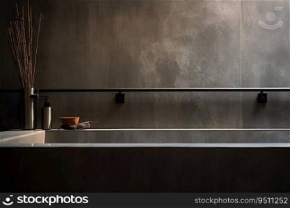 Old stylish bathtub with metal handles for the elderly