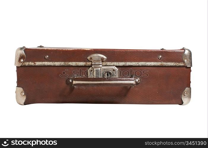 old suitcase isolated on white background