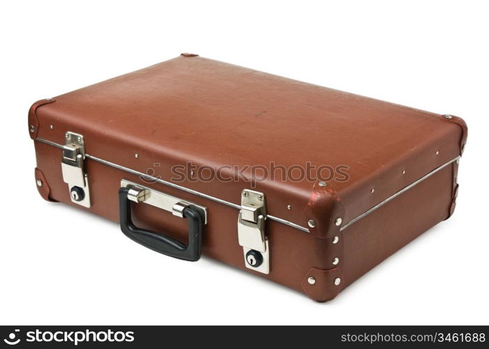 old suitcase isolated on white background