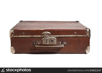 old suitcase isolated on white background