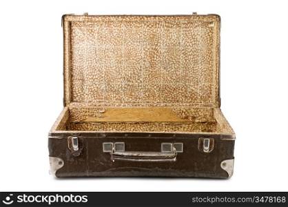old suitcase isolated on white background