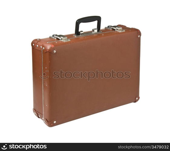 old suitcase isolated on white background