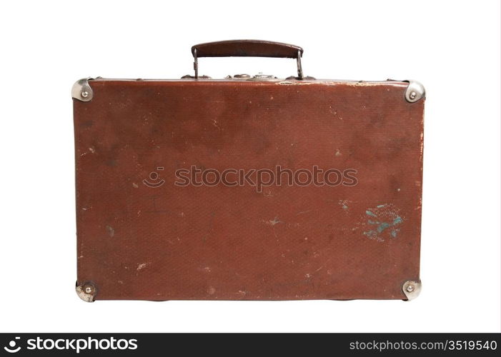 old suitcase isolated on white background