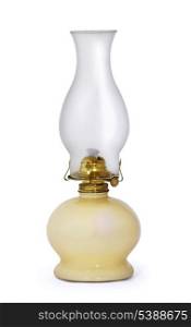 Old swiss kerosene lamp isolated on white
