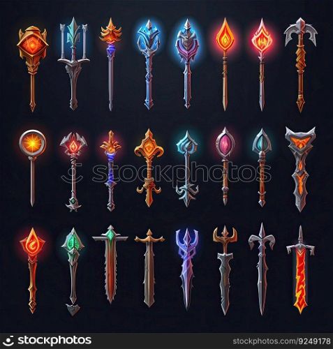 old sword weapon game ai generated. antique dagger, icon symbol, fantasy armor old sword weapon game illustration. old sword weapon game ai generated