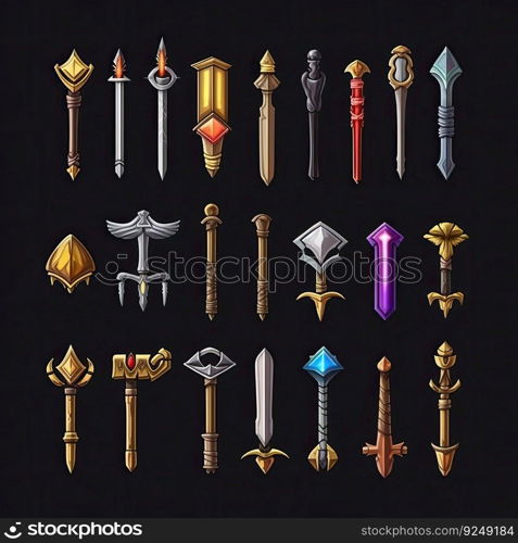 old sword weapon game ai generated. antique dagger, icon symbol, fantasy armor old sword weapon game illustration. old sword weapon game ai generated