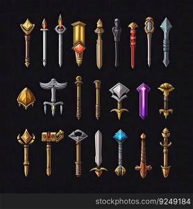 old sword weapon game ai generated. antique dagger, icon symbol, fantasy armor old sword weapon game illustration. old sword weapon game ai generated