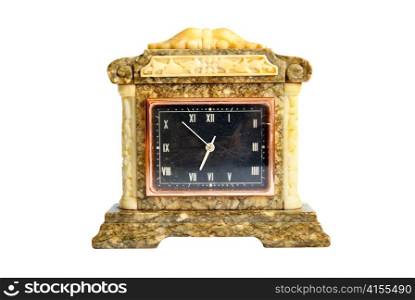 Old table clock isolated on white.