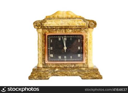 Old table clock isolated on white.