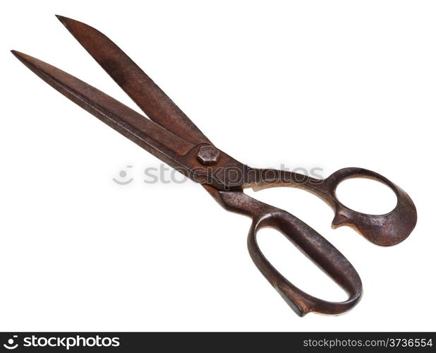 old tailor shears isolated on white background