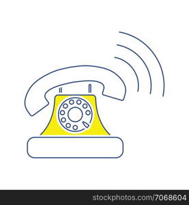 Old telephone icon. Thin line design. Vector illustration.