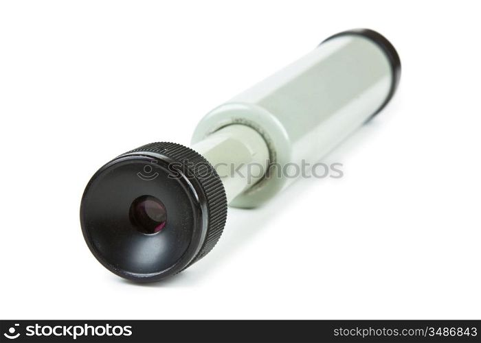 old telescope isolated on a white background