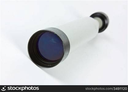 old telescope isolated on a white background