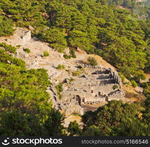 old temple and theatre in arykanda antalya turkey asia sky and ruins