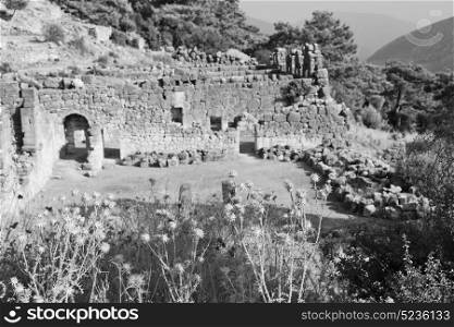 old temple and theatre in arykanda antalya turkey asia sky and ruins