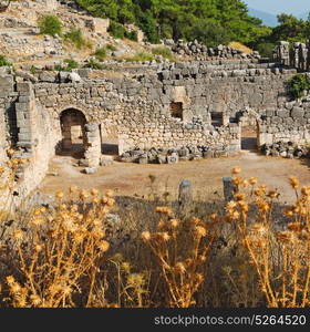 old temple and theatre in arykanda antalya turkey asia sky and ruins