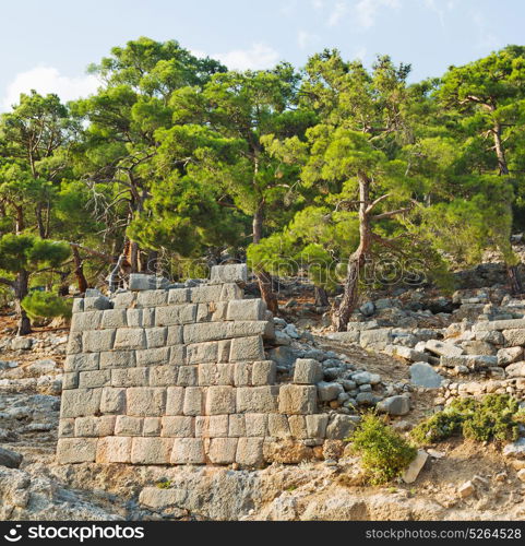 old temple and theatre in arykanda antalya turkey asia sky and ruins