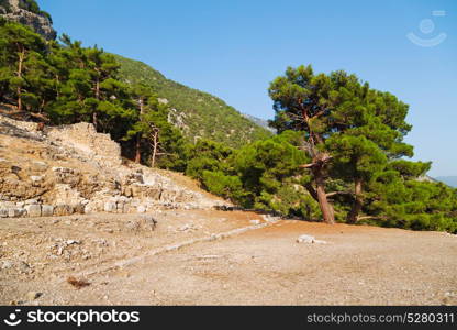 old temple and theatre in arykanda antalya turkey asia sky and ruins