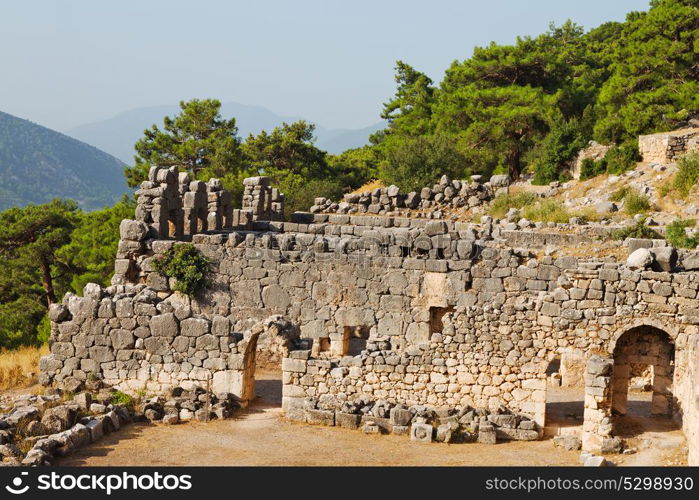 old temple and theatre in arykanda antalya turkey asia sky and ruins