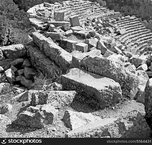 old temple and theatre in termessos antalya turkey asia sky and ruins