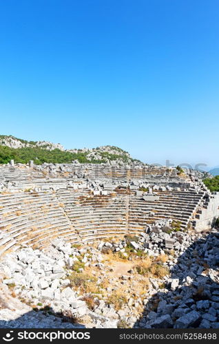 old temple and theatre in termessos antalya turkey asia sky and ruins