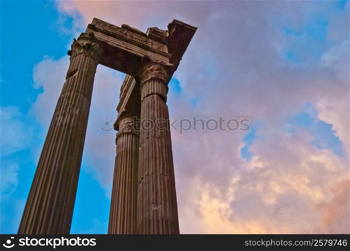 Old temple. ruin of an old roman temple in Rome, Italy