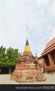 old Temple Wat Yai Chai Mongkhon of Ayuthaya Province Thailand