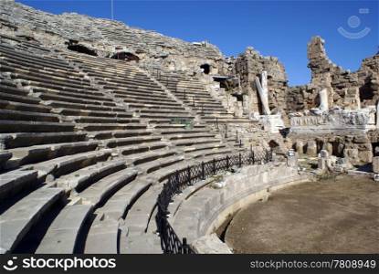 Old theater in Side near Antalya in Turky