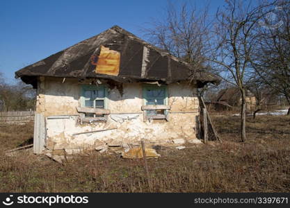 old thrown house in village