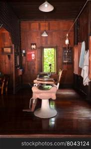 Old time barber shop with vintage barber chair