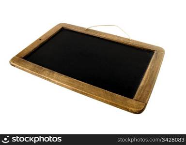 Old Time Slate Writing Tablet isolated on white. School black board