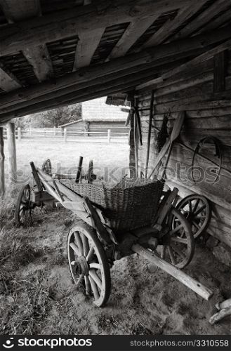 old-time village vehicle cart on the farm.