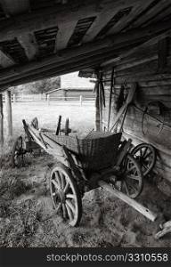 old-time village vehicle cart on the farm.