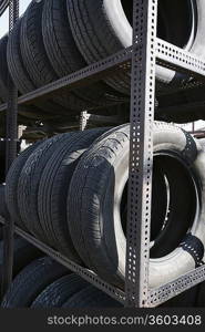 Old tires in recycling centre