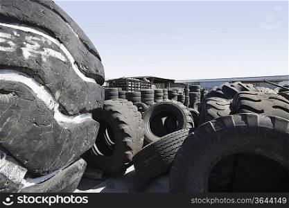 Old tires in recycling centre
