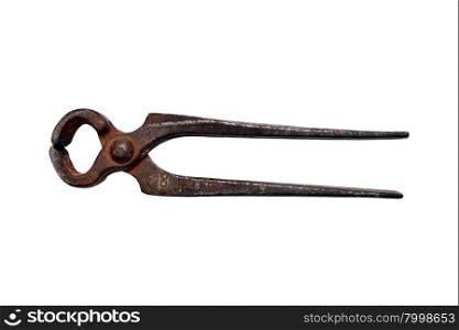 old tongs claw carpenter isolated white background