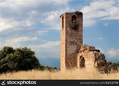 Old tower ruins with a beatiful sky