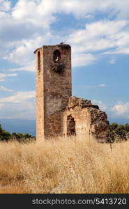 Old tower ruins with a beatiful sky