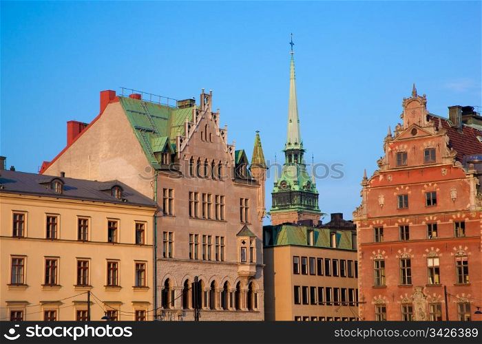 Old town buildings in Stockholm, Sweden. Gamla Stan