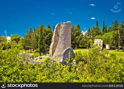 Old town Drnis ruins view, Dalmatian Zagore, Croatia