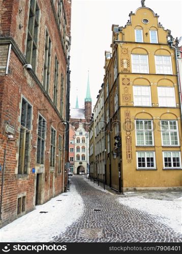 Old town Gdansk Danzig Poland, winter scenery