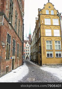 Old town Gdansk Danzig Poland, winter scenery