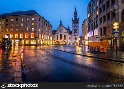 Old Town Hall and Marienplatz in the Morning, Munich, Bavaria, Germany