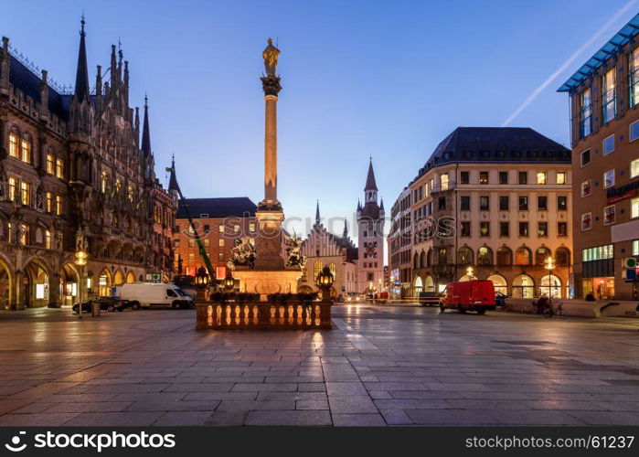 Old Town Hall and Marienplatz in the Morning, Munich, Bavaria, Germany