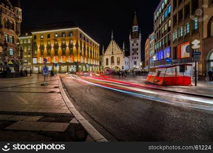 Old Town Hall and Marienplatz in the Night, Munich, Bavaria, Germany