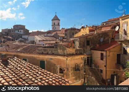 old town in Capoliveri, with the characteristic roofs, Elba Island, Italy