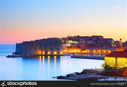 Old town of Dubrovnik at sundown, Croatia